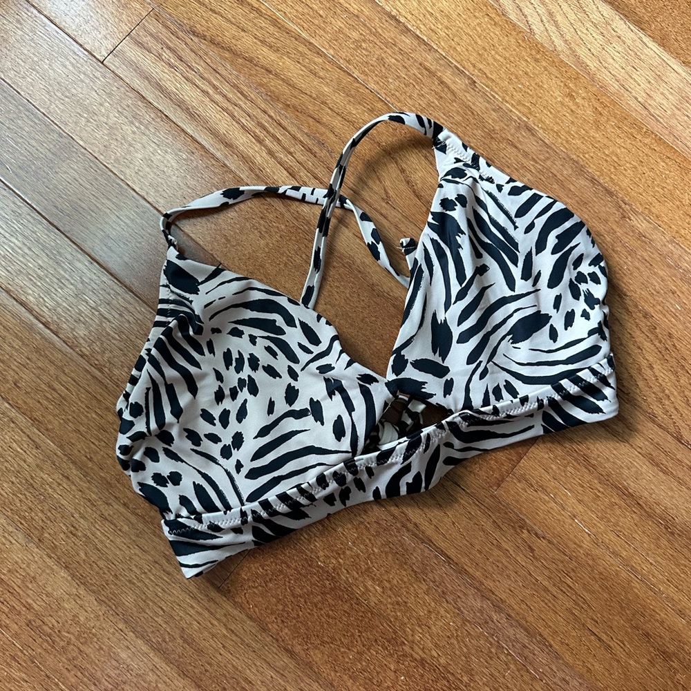 Leopard Print Bikini Top, 34DD, underwire, racerback
